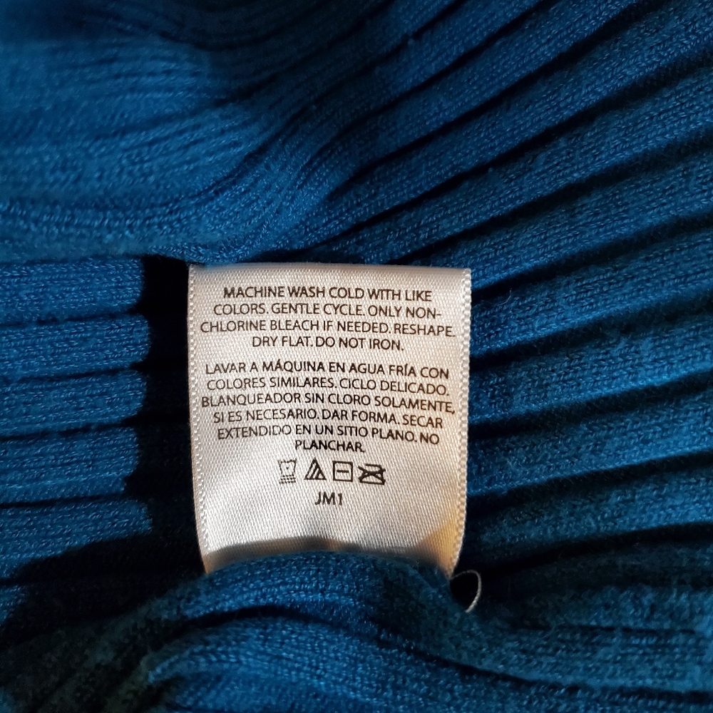Blue Ribbed Women's Sweater - Picture 8 of 8